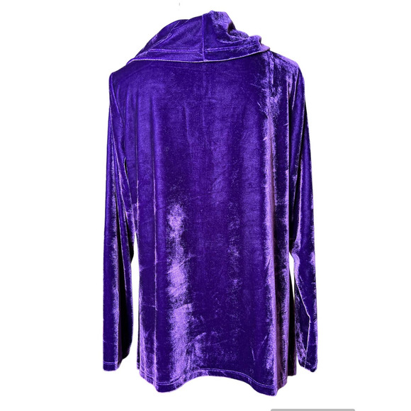 Coldwater Creek Tunic in Purple Velour with Cowl Neckline Size Large Petite - Picture 3 of 6